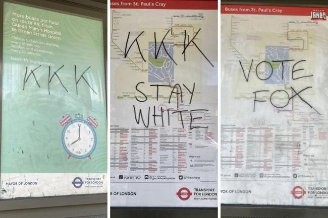 St Paul’s Cray: Racist slogans on bus stops say ‘Vote Fox’