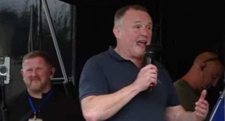 Richard Inman speaks at Tommy Robinson rally