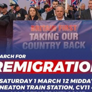 Britain First publicity for demonstration in Nuneaton, March 2025