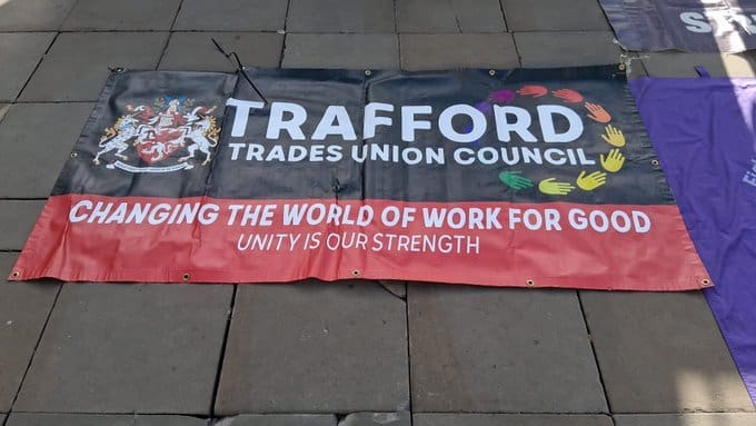 Trade union banner at Manchester anti-UKIP demo
