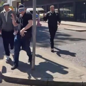 Nick Tenconi arrives at Bristol demonstration April 2025