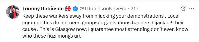 Tommy Robinson slags off Patriotic Alternative