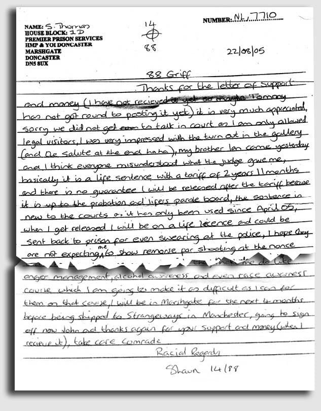 Shaun Thomas's letter with plea to kill