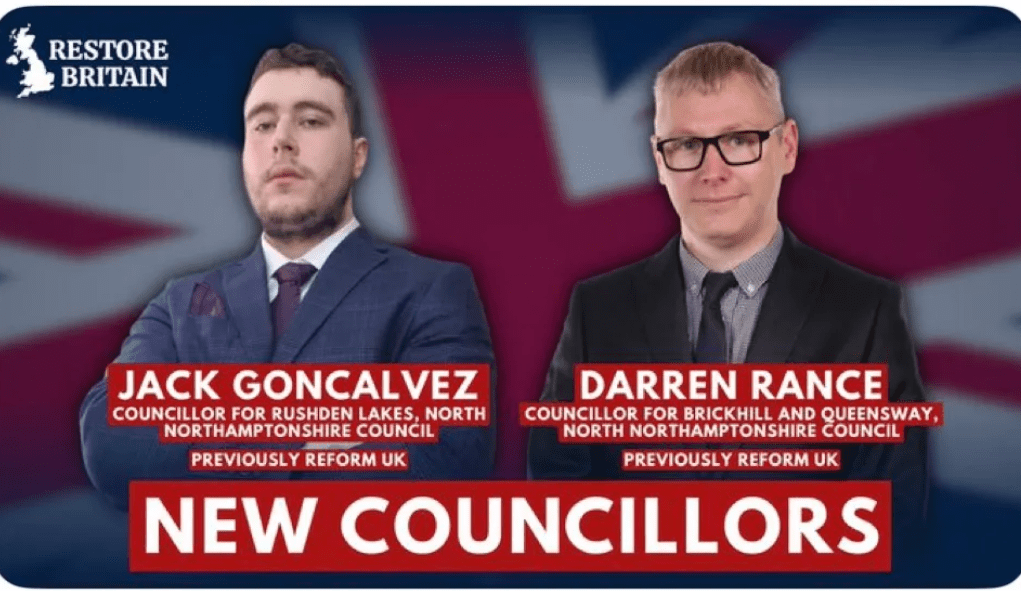 Councillor quits ‘sinister’ Restore Britain after just two days