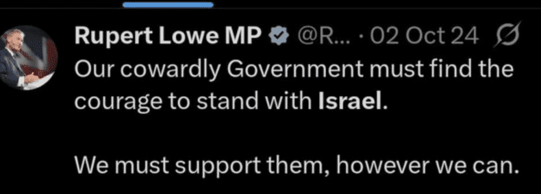 Rupert Lowe supports Israel
