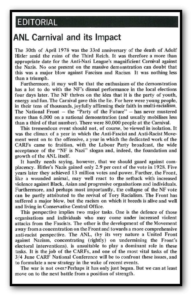 Searchlight edtorial about ANL carnival 1978